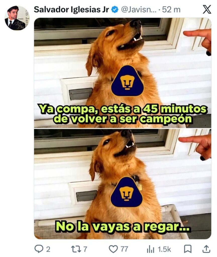 Memes de Pumas partido contra Cruz Azul