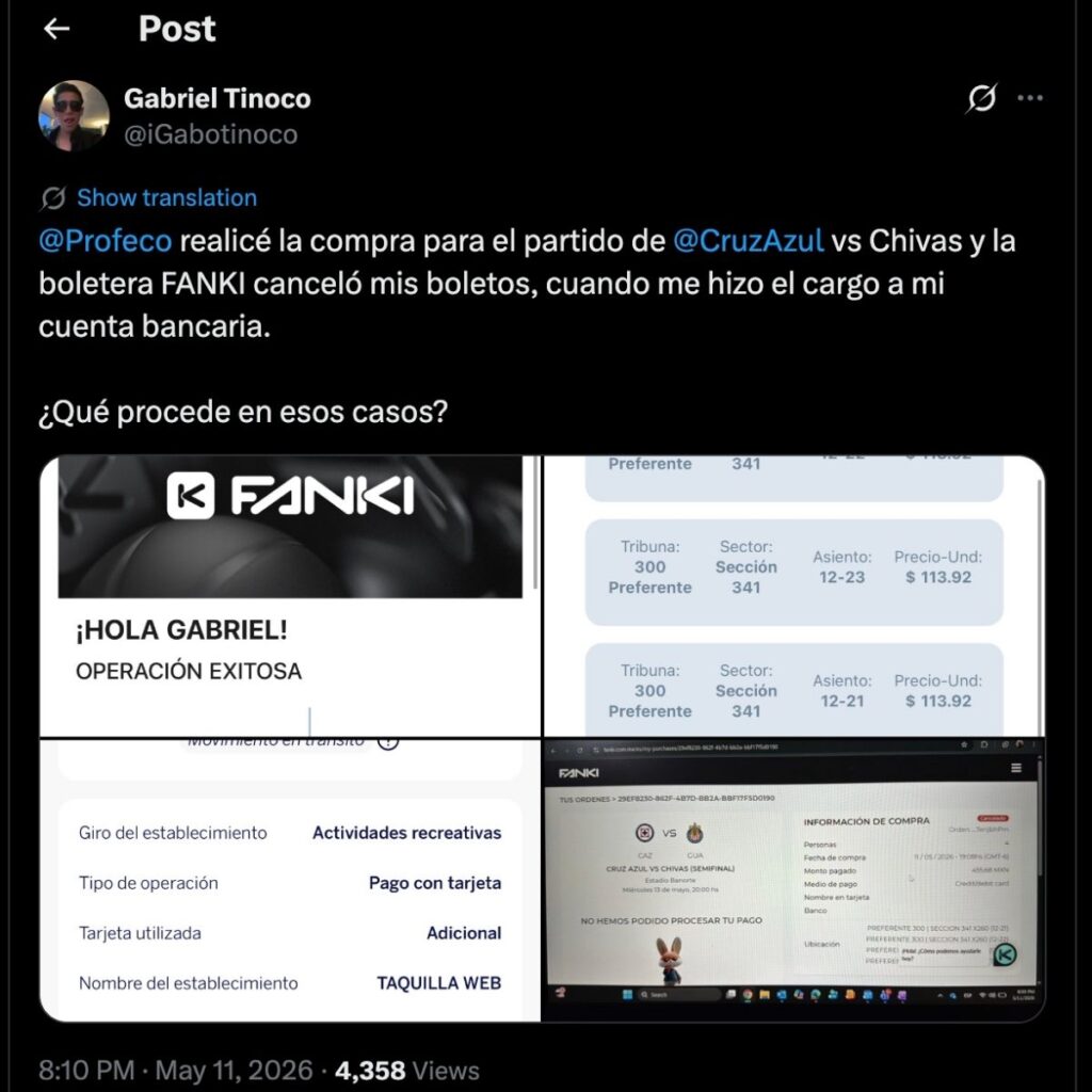 fanki cancela boletos cruz azul vs chivas y profeco interviene
