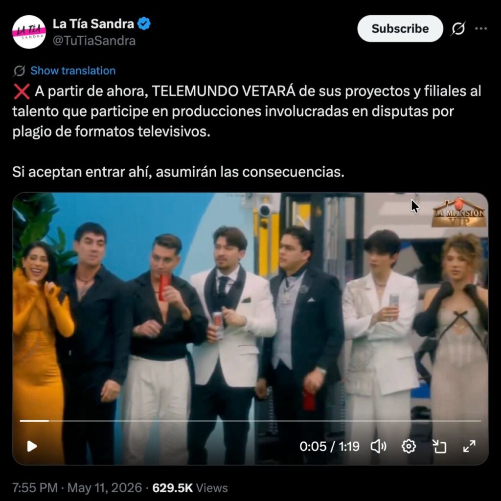 telemundo veto a talento que participe en otros realities