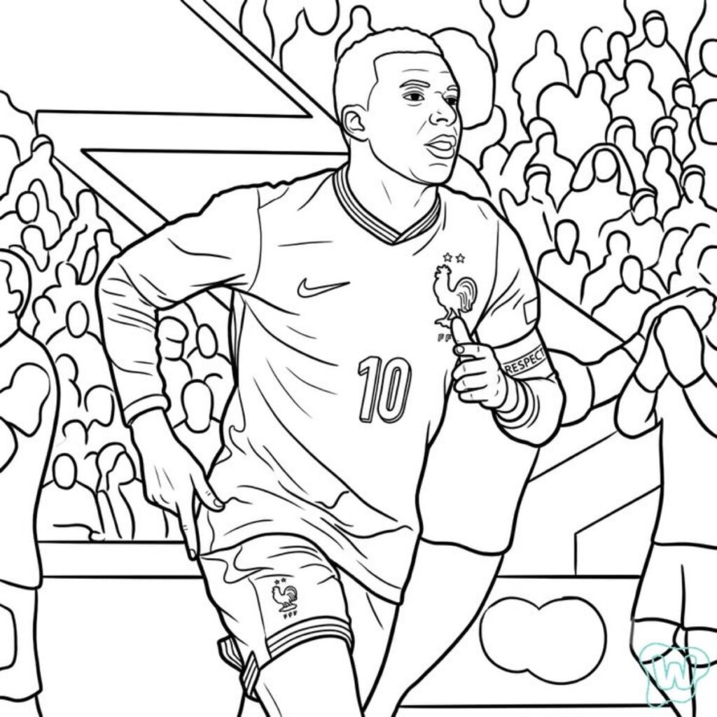 dibujos de mbappe para colorear