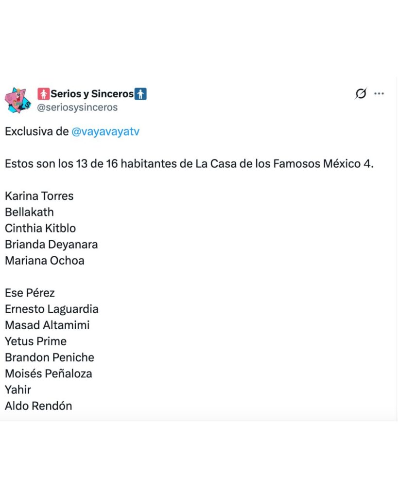 filtran 13 habitantes de la casa de los famosos méxico 4 2026